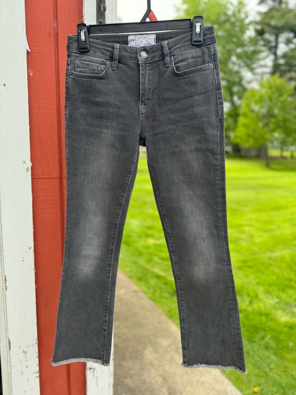 Free People Grey Straight Leg Ankle Jeans Size 25